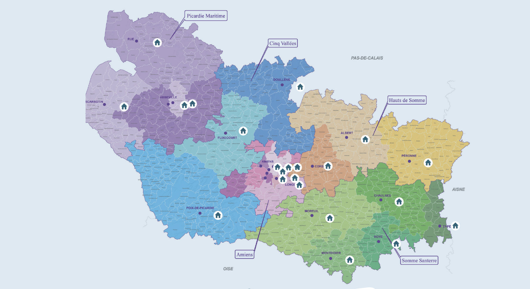 Carte des 22 MDSI de la Somme